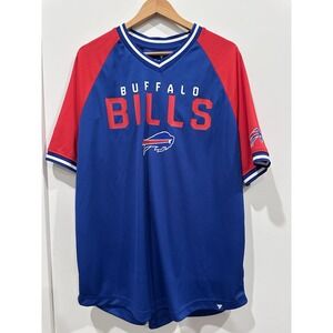 Mens Fanatics XL Hashmark Raglan T-Shirt Blue Red Short Sleeved Top